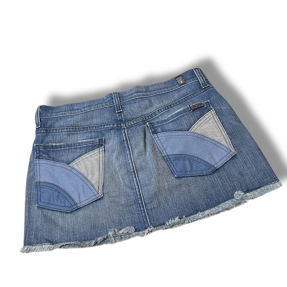 7FAM Denim Patchwork Pocket Mini Skirt sz 27 - Picture 1 of 7